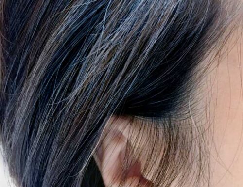 ヨコモがヘナで白髪染めした後の頭部写真、敏感肌でも使える低刺激天然染料ヘアカラー体験レビュー画像